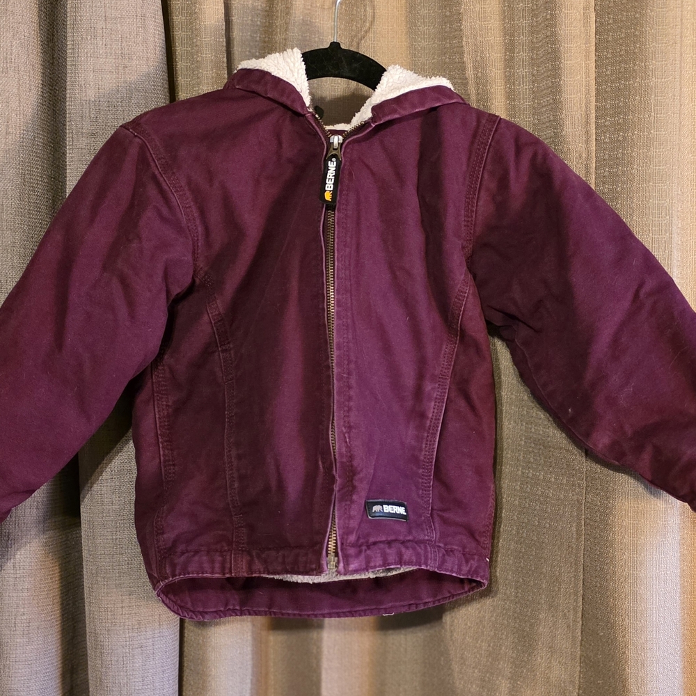 Berne Kids Plum Sherpa-Lined Softstone Duck Hooded Jacket Size Xs